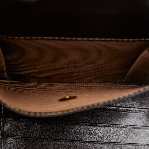フェンディ ズッカ 二つ折り財布 コンパクトウォレット 2277 ブラウン キャンバス レザー レディース FENDI 【中古】