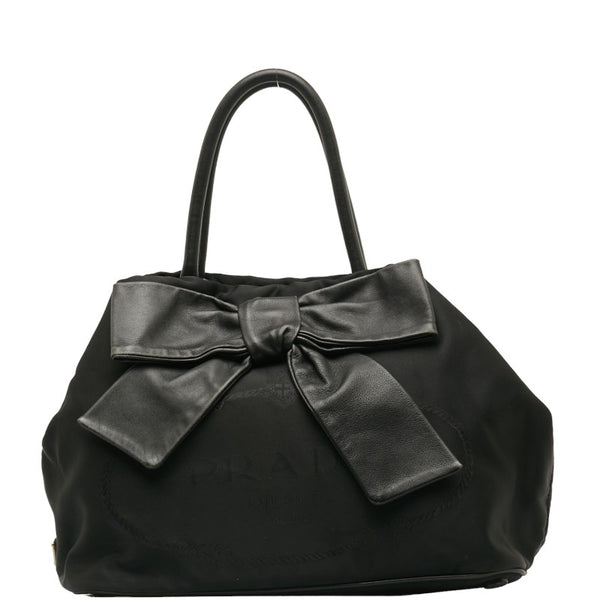 プラダ ロゴジャガード ハンドバッグ ショルダーバッグ 2WAY ブラック ナイロン レザー レディース PRADA 【中古】