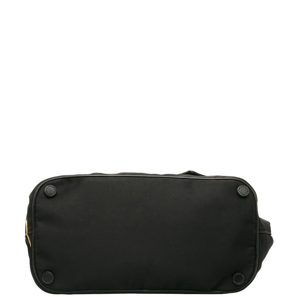 プラダ ロゴジャガード ハンドバッグ ショルダーバッグ 2WAY ブラック ナイロン レザー レディース PRADA 【中古】
