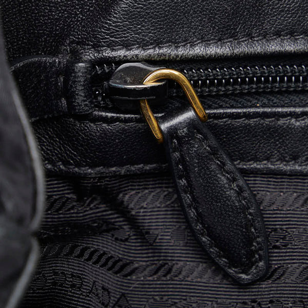 プラダ ロゴジャガード ハンドバッグ ショルダーバッグ 2WAY ブラック ナイロン レザー レディース PRADA 【中古】