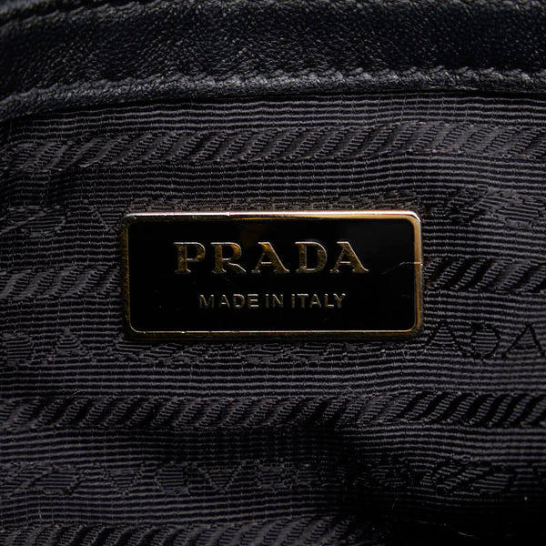 プラダ ロゴジャガード ハンドバッグ ショルダーバッグ 2WAY ブラック ナイロン レザー レディース PRADA 【中古】