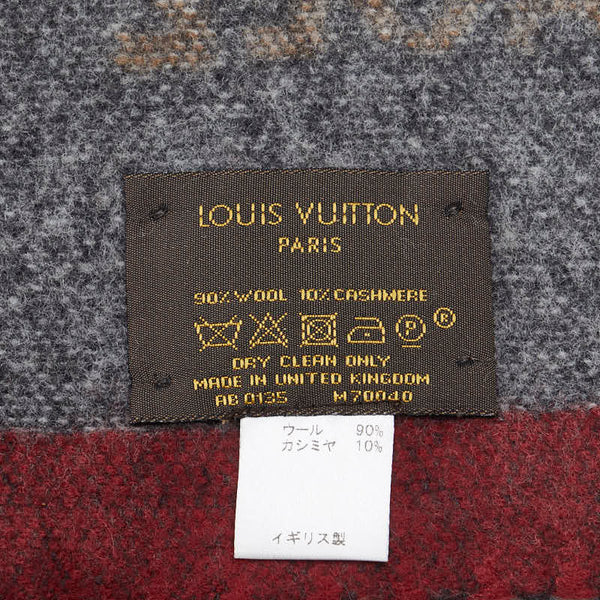 ルイ ヴィトン エシャルプ LVスティッカー フリンジ マフラー M70040 ブラウン マルチカラー ウール カシミヤ メンズ LOUIS VUITTON 【中古】