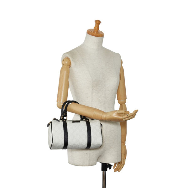 グッチ GGスプリーム ハンドバッグ ミニボストンバッグ 193604 2123 ホワイト ブラック PVC レザー レディース GUCCI 【中古】