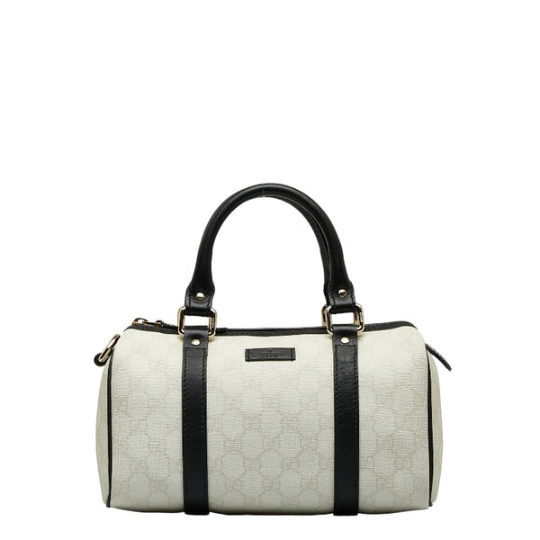 グッチ GGスプリーム ハンドバッグ ミニボストンバッグ 193604 2123 ホワイト ブラック PVC レザー レディース GUCCI 【中古】