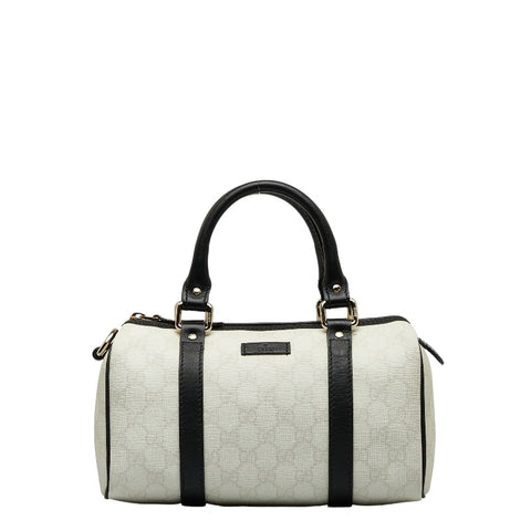 グッチ GGスプリーム ハンドバッグ ミニボストンバッグ 193604 2123 ホワイト ブラック PVC レザー レディース GUCCI 【中古】