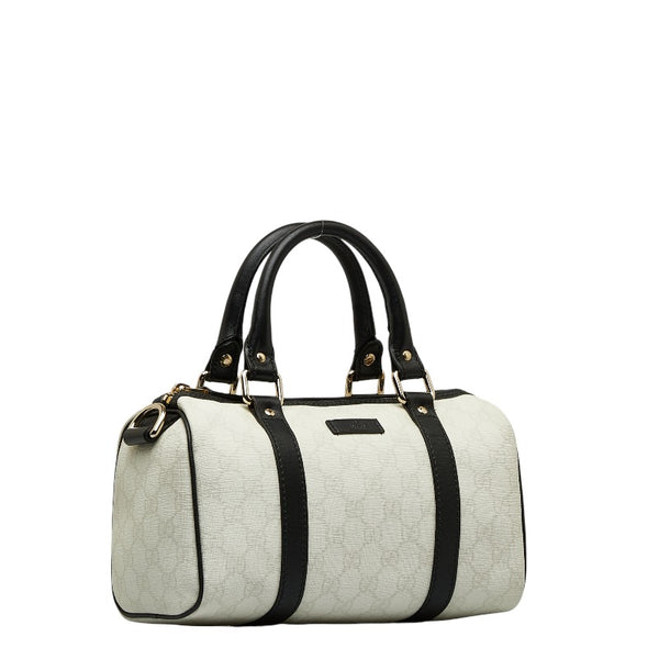 グッチ GGスプリーム ハンドバッグ ミニボストンバッグ 193604 2123 ホワイト ブラック PVC レザー レディース GUCCI 【中古】