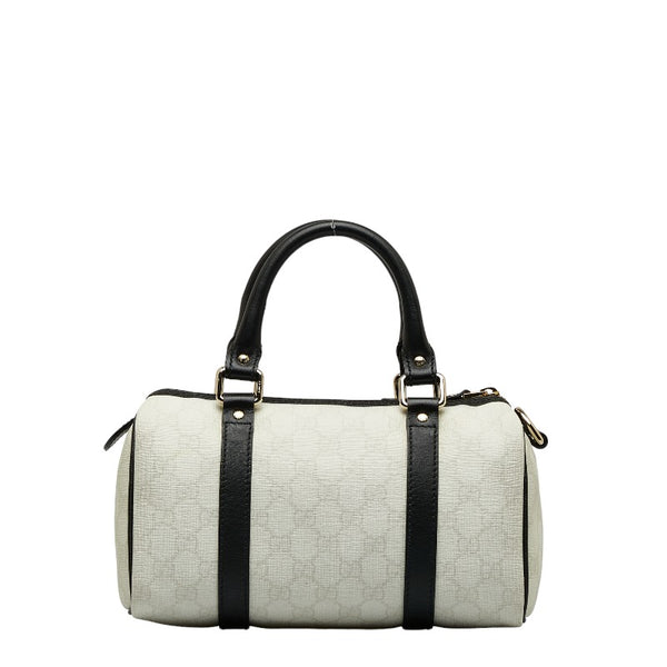 グッチ GGスプリーム ハンドバッグ ミニボストンバッグ 193604 2123 ホワイト ブラック PVC レザー レディース GUCCI 【中古】