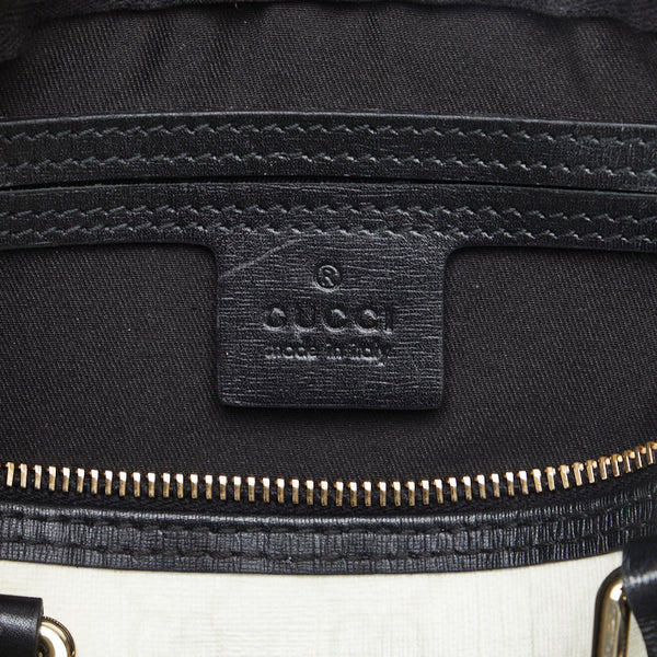 グッチ GGスプリーム ハンドバッグ ミニボストンバッグ 193604 2123 ホワイト ブラック PVC レザー レディース GUCCI 【中古】