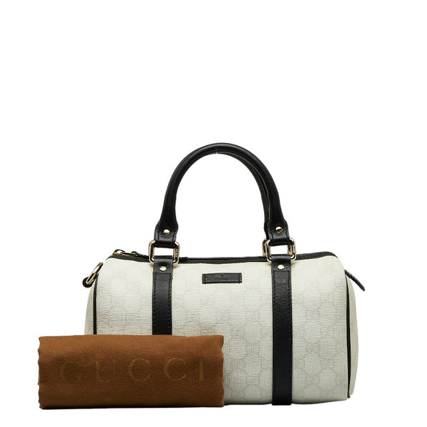 グッチ GGスプリーム ハンドバッグ ミニボストンバッグ 193604 2123 ホワイト ブラック PVC レザー レディース GUCCI 【中古】