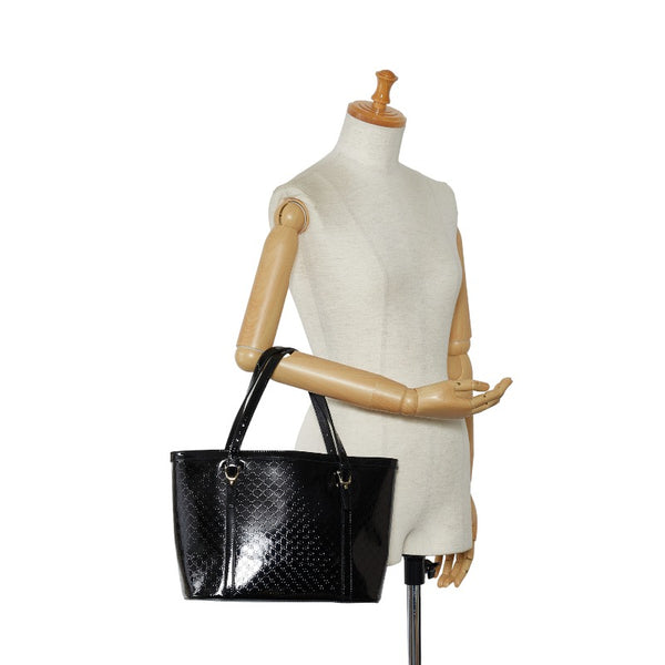 グッチ マイクログッチシマ トートバッグ 336776 ブラック エナメル レディース GUCCI 【中古】