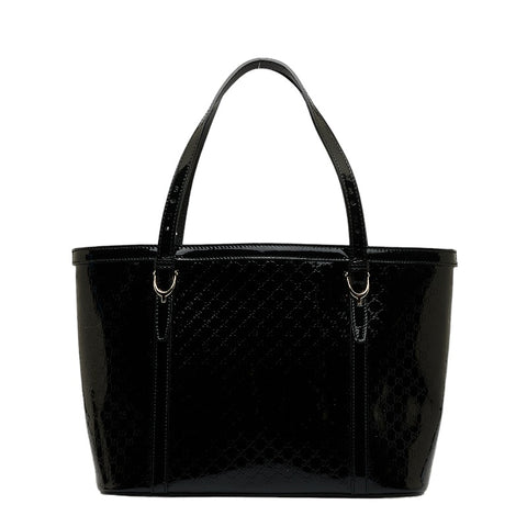 グッチ マイクログッチシマ トートバッグ 336776 ブラック エナメル レディース GUCCI 【中古】