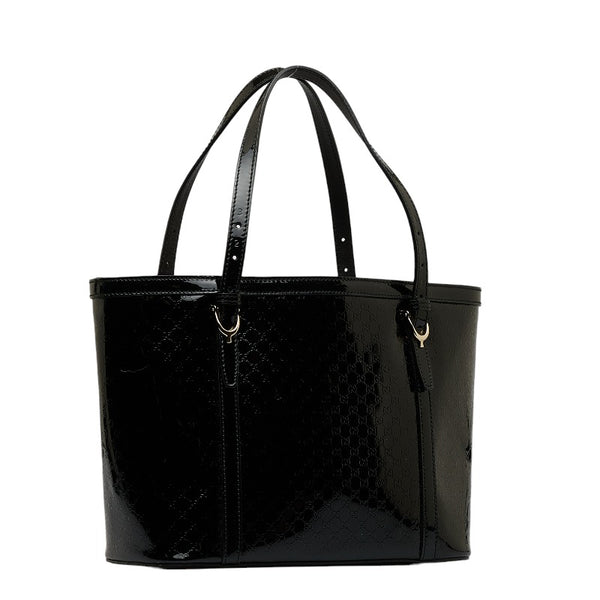グッチ マイクログッチシマ トートバッグ 336776 ブラック エナメル レディース GUCCI 【中古】