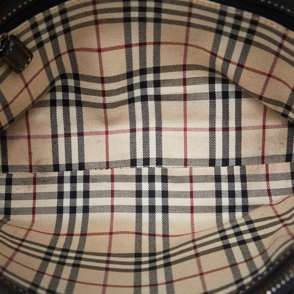 バーバリー ノバチェック ショルダーバッグ ブラック レザー レディース BURBERRY 【中古】