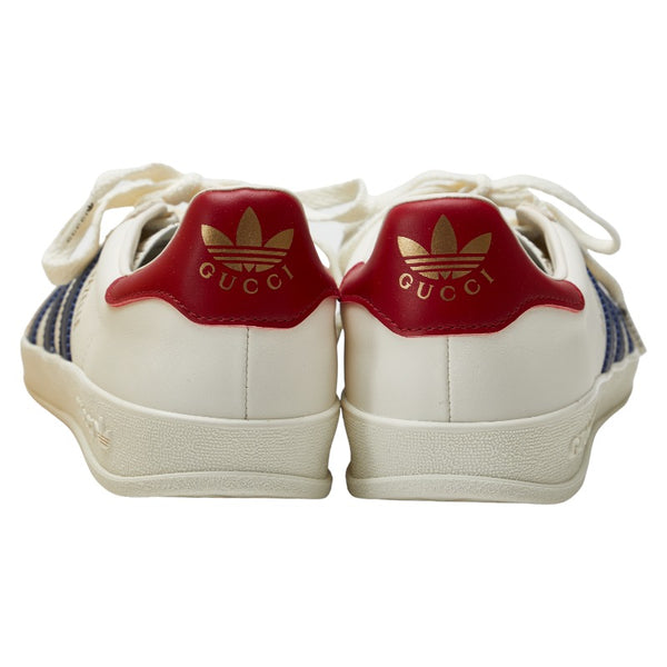 グッチ ×adidas アディダス GAZELLE ガゼル スニーカー HQ8849 ホワイト マルチカラー レザー スウェード レディース GUCCI 【中古】