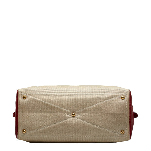 エルメス ヴィクトリア50 ボストンバッグ ルージュヴィフ ベージュ トワルアッシュ トリヨンクレマンス レディース HERMES 【中古】