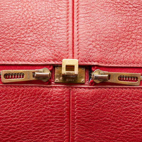 エルメス ヴィクトリア50 ボストンバッグ ルージュヴィフ ベージュ トワルアッシュ トリヨンクレマンス レディース HERMES 【中古】