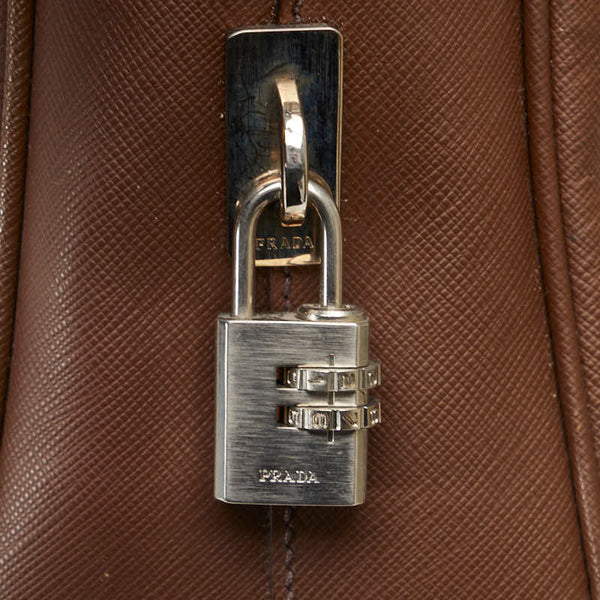 プラダ ビジネスバッグ ブリーフケース 書類カバン VS0305 ブラウン レザー メンズ PRADA 【中古】