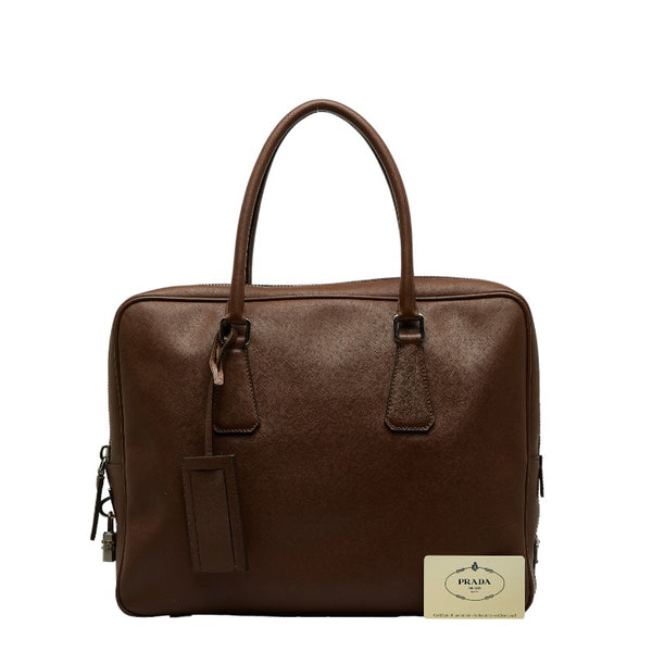 プラダ ビジネスバッグ ブリーフケース 書類カバン VS0305 ブラウン レザー メンズ PRADA 【中古】