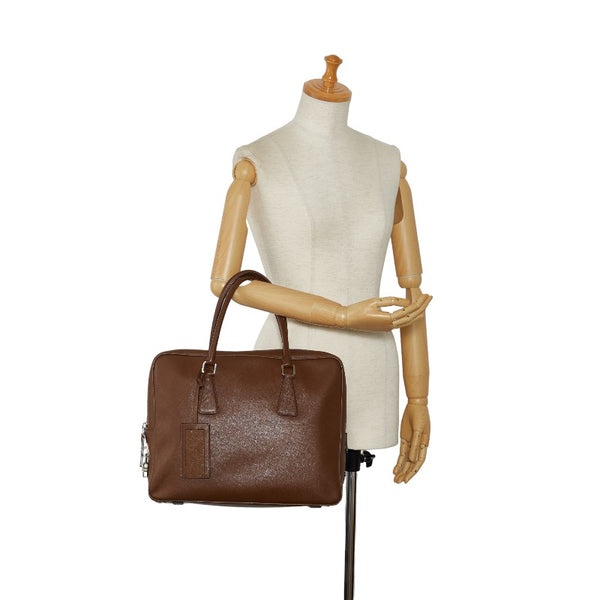 プラダ ビジネスバッグ ブリーフケース 書類カバン VS0305 ブラウン レザー メンズ PRADA 【中古】