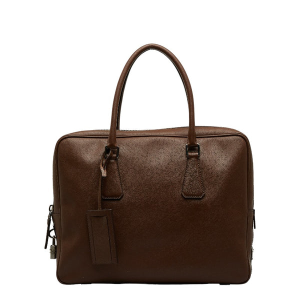 プラダ ビジネスバッグ ブリーフケース 書類カバン VS0305 ブラウン レザー メンズ PRADA 【中古】