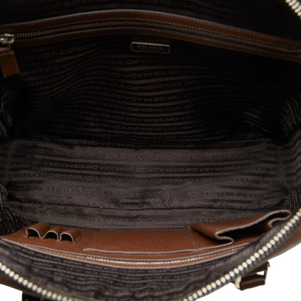 プラダ ビジネスバッグ ブリーフケース 書類カバン VS0305 ブラウン レザー メンズ PRADA 【中古】