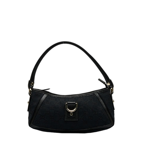 グッチ GGキャンバス アビー ワンショルダーバッグ ハンドバッグ 130939 ブラック レザー レディース GUCCI 【中古】