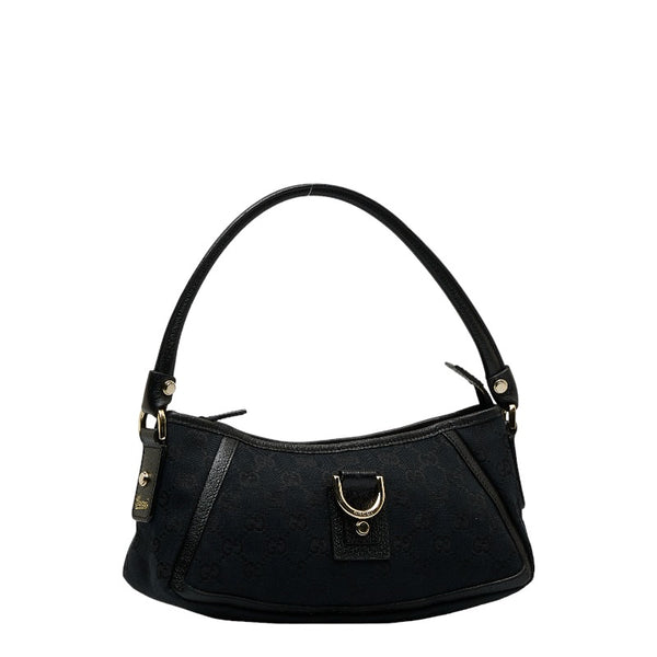 グッチ GGキャンバス アビー ワンショルダーバッグ ハンドバッグ 130939 ブラック レザー レディース GUCCI 【中古】