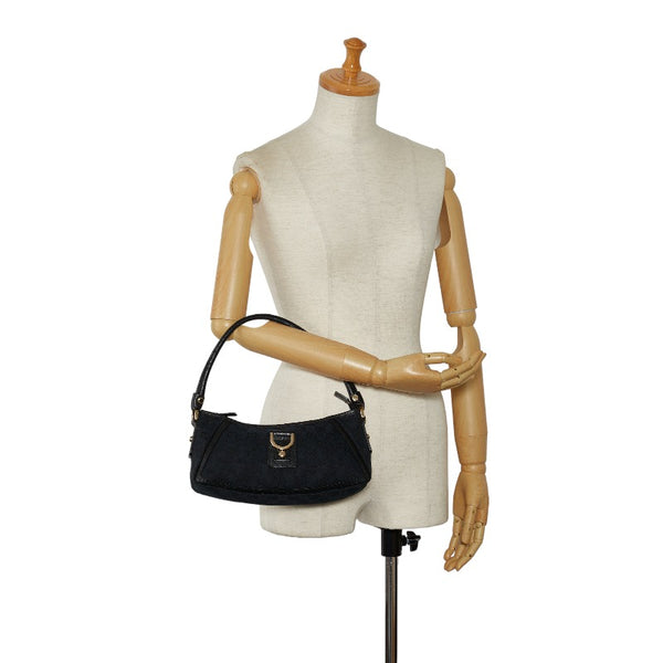 グッチ GGキャンバス アビー ワンショルダーバッグ ハンドバッグ 130939 ブラック レザー レディース GUCCI 【中古】