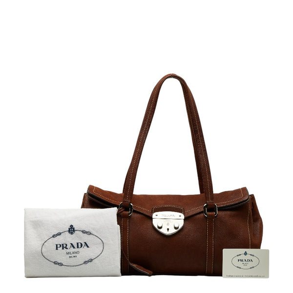 プラダ ハンドバッグ ワンショルダーバッグ BR3274 ブラウン レザー レディース PRADA 【中古】