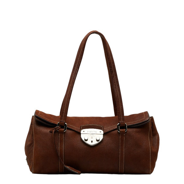 プラダ ハンドバッグ ワンショルダーバッグ BR3274 ブラウン レザー レディース PRADA 【中古】
