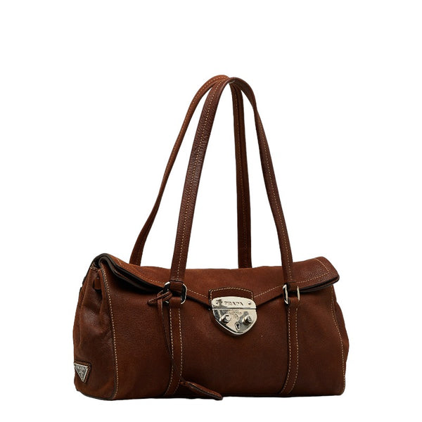 プラダ ハンドバッグ ワンショルダーバッグ BR3274 ブラウン レザー レディース PRADA 【中古】