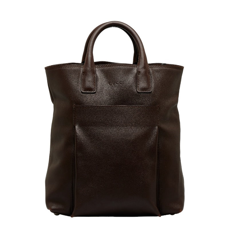 グッチ 型押しロゴ ハンドバッグ 019 2020 ブラウン レザー レディース GUCCI 【中古】