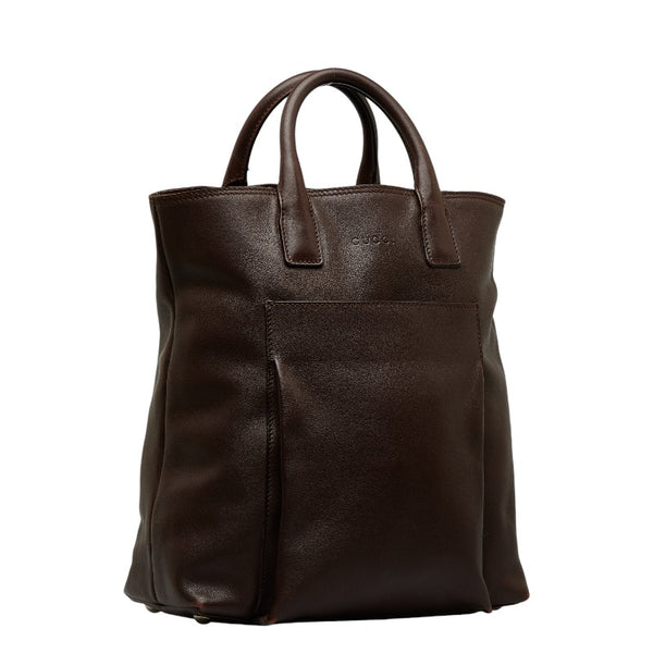 グッチ 型押しロゴ ハンドバッグ 019 2020 ブラウン レザー レディース GUCCI 【中古】