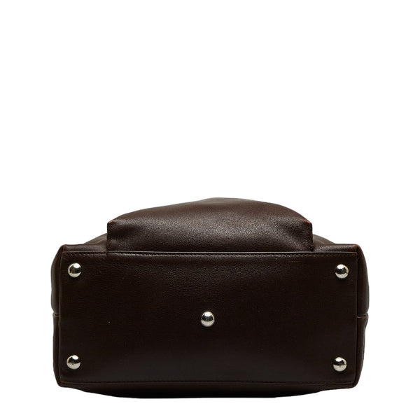 グッチ 型押しロゴ ハンドバッグ 019 2020 ブラウン レザー レディース GUCCI 【中古】