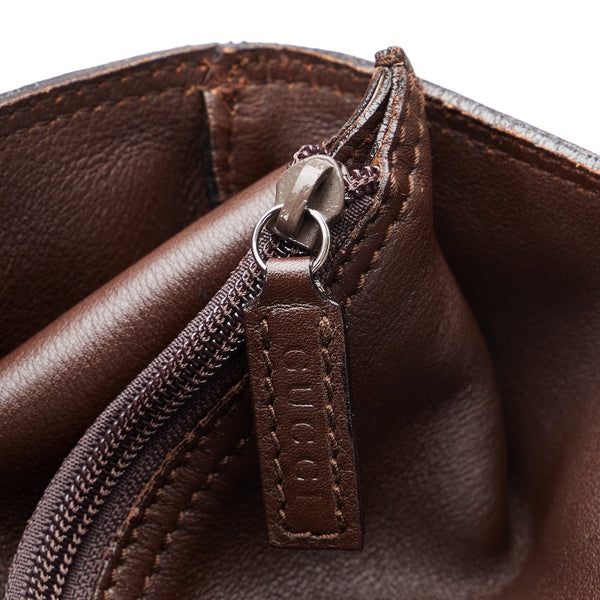 グッチ 型押しロゴ ハンドバッグ 019 2020 ブラウン レザー レディース GUCCI 【中古】