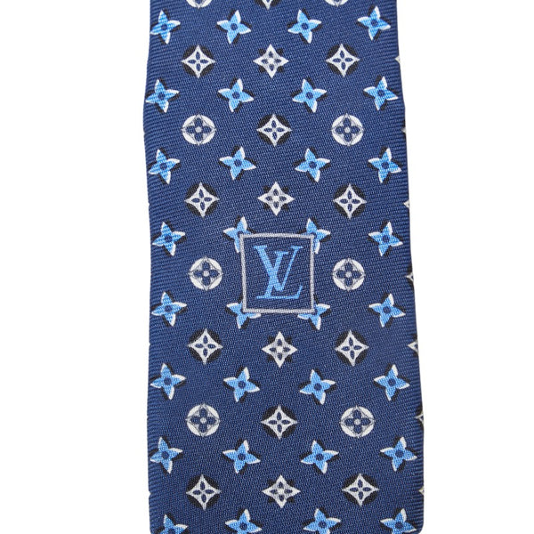 ルイ ヴィトン モノグラム フラワリー クラヴァット ネクタイ M76278 ブルー シルク メンズ LOUIS VUITTON 【中古】