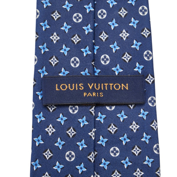 ルイ ヴィトン モノグラム フラワリー クラヴァット ネクタイ M76278 ブルー シルク メンズ LOUIS VUITTON 【中古】