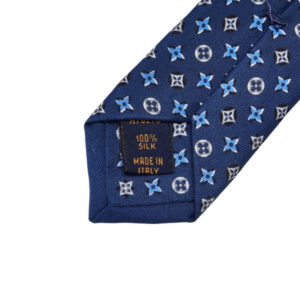 ルイ ヴィトン モノグラム フラワリー クラヴァット ネクタイ M76278 ブルー シルク メンズ LOUIS VUITTON 【中古】