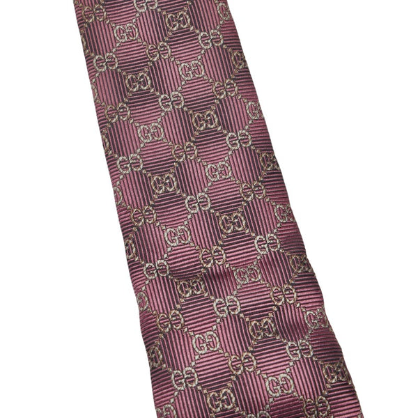 グッチ GG柄 ネクタイ 408869 ピンク シルク メンズ GUCCI 【中古】