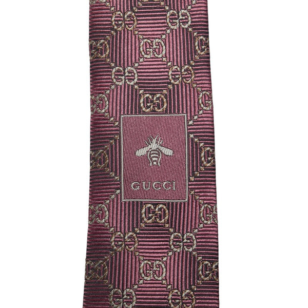 グッチ GG柄 ネクタイ 408869 ピンク シルク メンズ GUCCI 【中古】