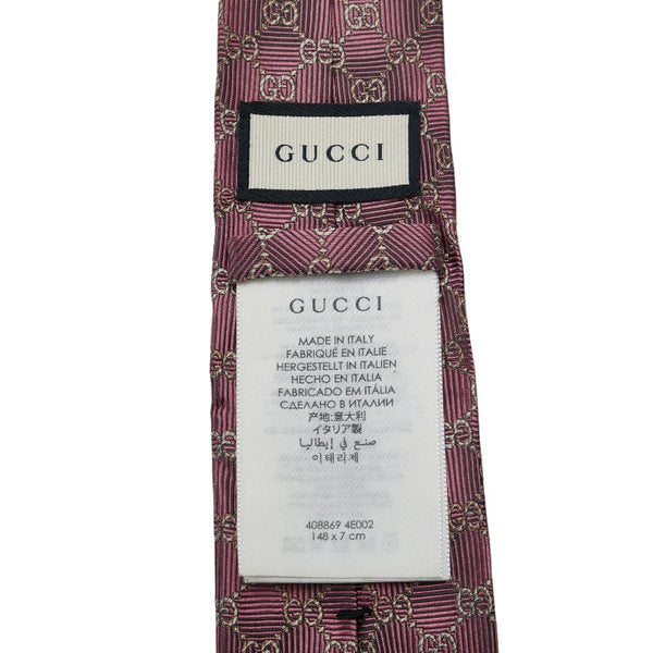 グッチ GG柄 ネクタイ 408869 ピンク シルク メンズ GUCCI 【中古】