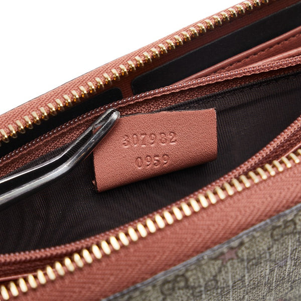 グッチ GGスプリーム スター 星柄 ラウンドファスナー 長財布 307982 ベージュ マルチカラー PVC レザー レディース GUCCI 【中古】