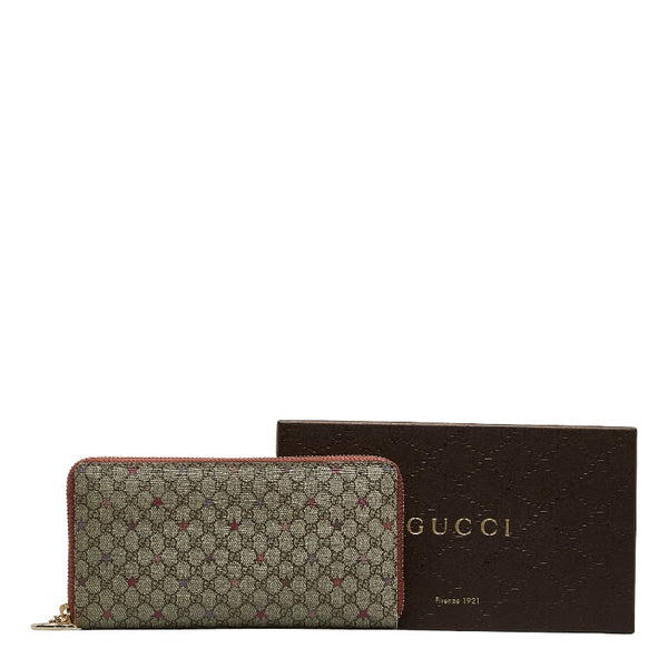 グッチ GGスプリーム スター 星柄 ラウンドファスナー 長財布 307982 ベージュ マルチカラー PVC レザー レディース GUCCI 【中古】