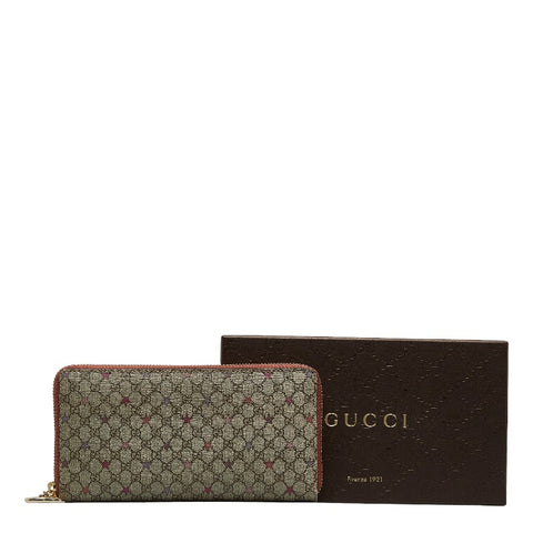 グッチ GGスプリーム スター 星柄 ラウンドファスナー 長財布 307982 ベージュ マルチカラー PVC レザー レディース GUCCI 【中古】