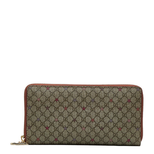 グッチ GGスプリーム スター 星柄 ラウンドファスナー 長財布 307982 ベージュ マルチカラー PVC レザー レディース GUCCI 【中古】