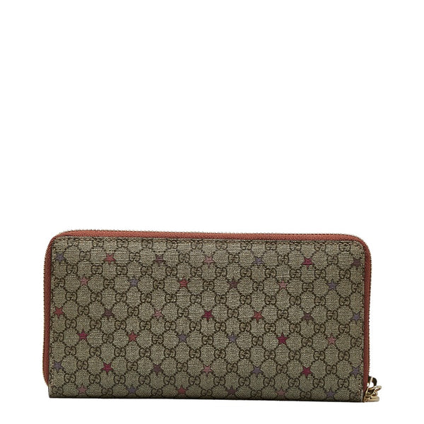 グッチ GGスプリーム スター 星柄 ラウンドファスナー 長財布 307982 ベージュ マルチカラー PVC レザー レディース GUCCI 【中古】