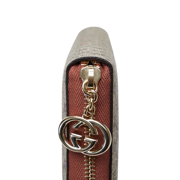 グッチ GGスプリーム スター 星柄 ラウンドファスナー 長財布 307982 ベージュ マルチカラー PVC レザー レディース GUCCI 【中古】