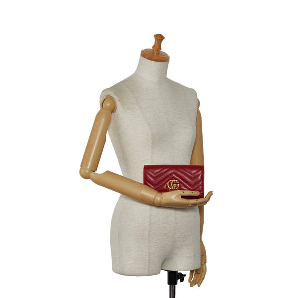 グッチ GGマーモント キルティング 長財布 443436 レッド レザー レディース GUCCI 【中古】