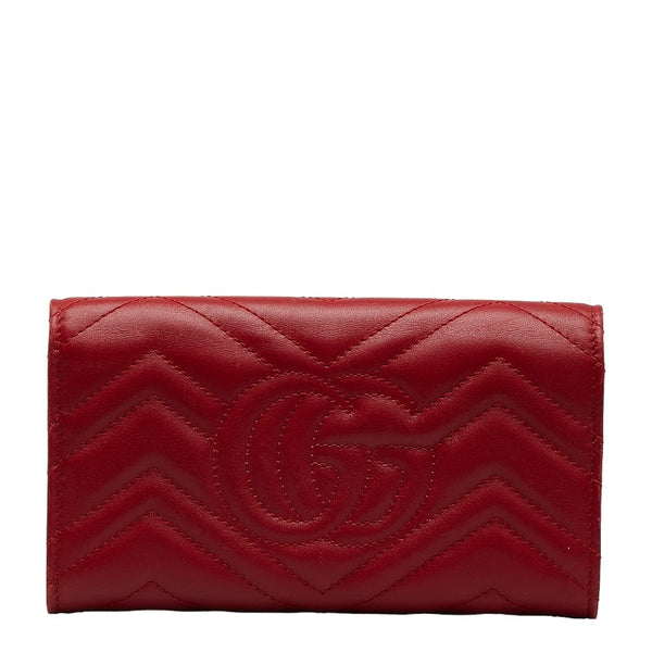 グッチ GGマーモント キルティング 長財布 443436 レッド レザー レディース GUCCI 【中古】