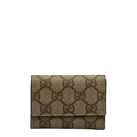 グッチ GGスプリーム コインケース 小銭入れ 120964 ベージュ  グリーン PVC レザー レディース GUCCI 【中古】